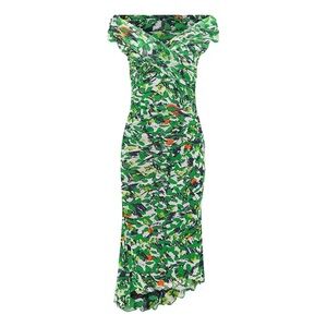 Diane von Furstenberg DVF Lovinia Mesh Dress Scribble Garden White Green